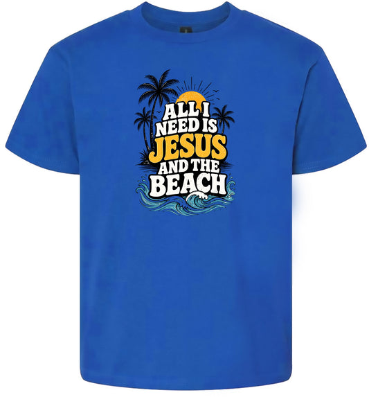 I Need Jesus and the Beach Children's Gildan Soft Shirt
