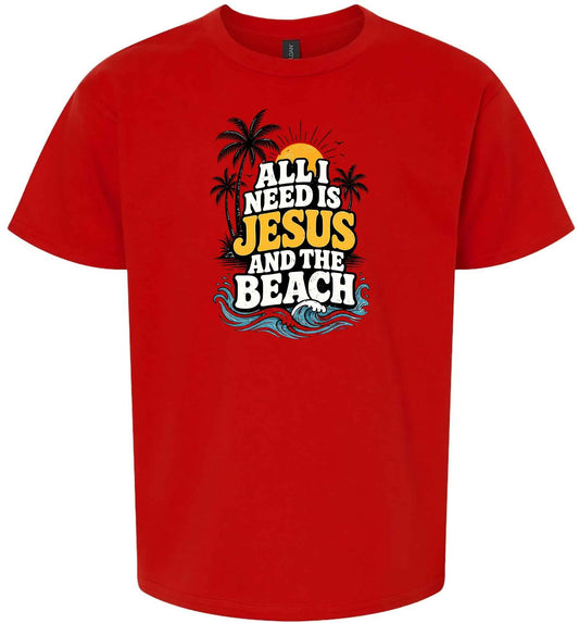 I Need Jesus and the Beach Children's Gildan Soft Shirt