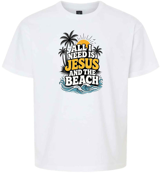 I Need Jesus and the Beach Children's Gildan Soft Shirt