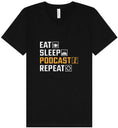 Load image into Gallery viewer, Eat. Sleep. Podcast. Repeat. Unisex V-Neck Shirt
