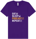 Load image into Gallery viewer, Eat. Sleep. Podcast. Repeat. Unisex V-Neck Shirt
