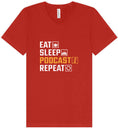 Load image into Gallery viewer, Eat. Sleep. Podcast. Repeat. Unisex V-Neck Shirt
