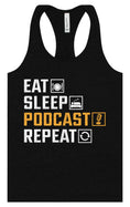 Load image into Gallery viewer, Eat. Sleep. Podcast. Repeat. Women's Racerback Tank
