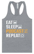 Load image into Gallery viewer, Eat. Sleep. Podcast. Repeat. Women's Racerback Tank
