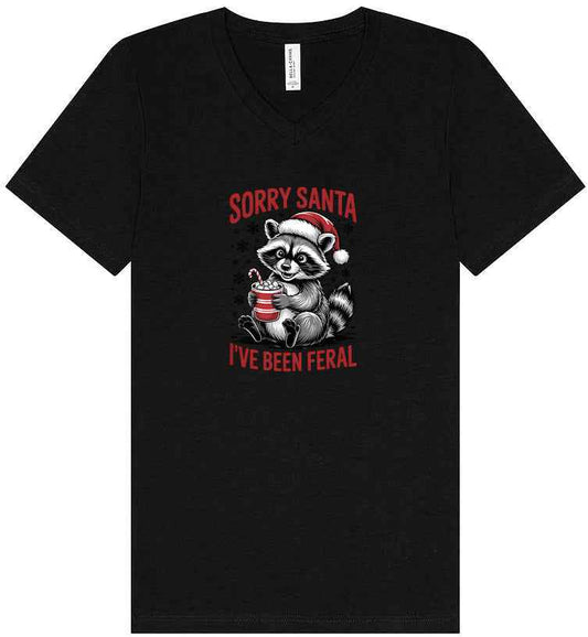 Sorry Santa I've Been Feral Unisex V-Neck Shirt
