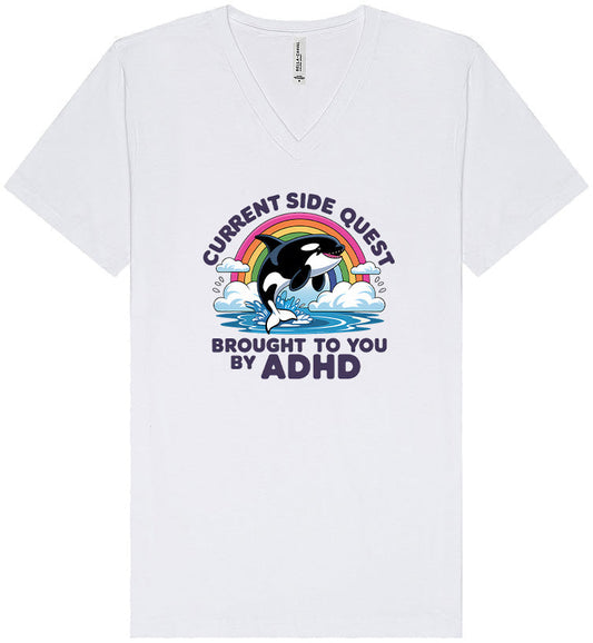Side Quest Brought By ADHD Unisex V-Neck Shirt