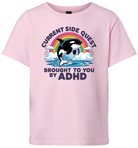 Side Quest Brought By ADHD Children's Gildan Soft Shirt