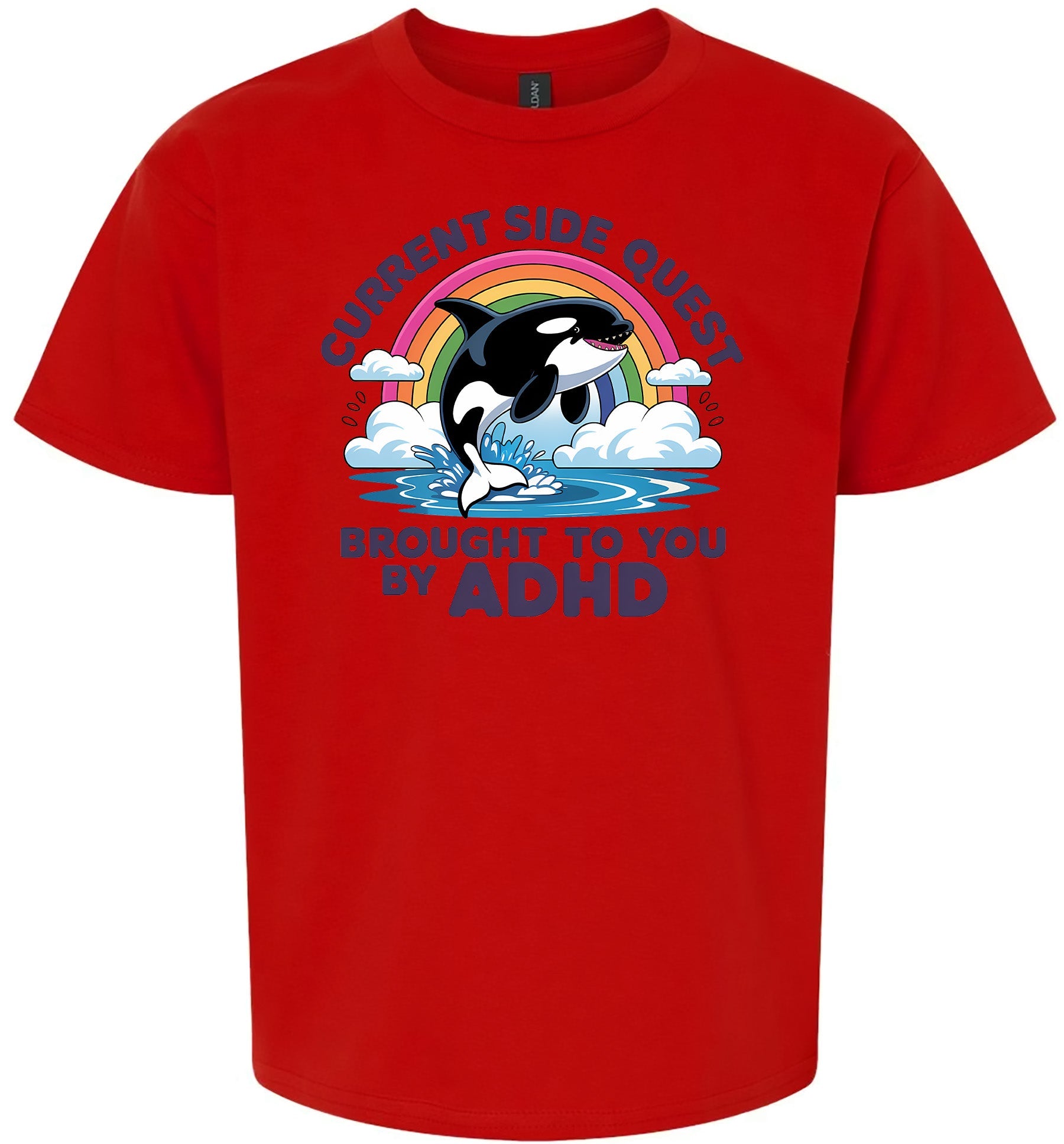 Side Quest Brought By ADHD Children's Gildan Soft Shirt