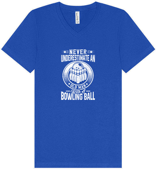 An Old Man with a Bowling Ball Unisex V-Neck Shirt