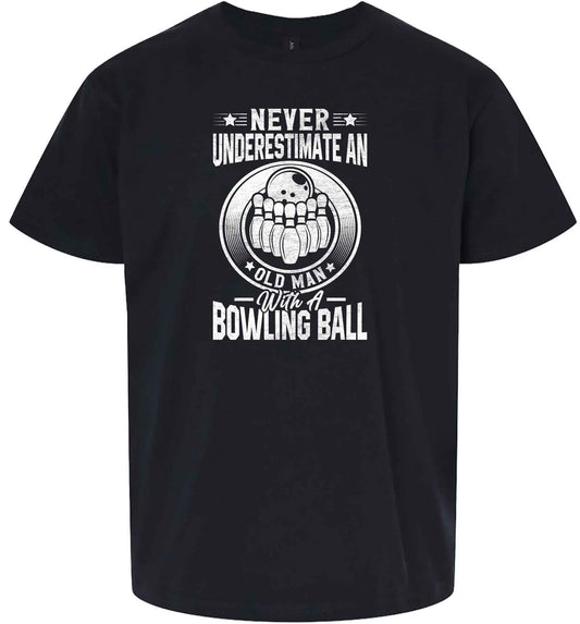 An Old Man with a Bowling Ball Children's Gildan Soft Shirt
