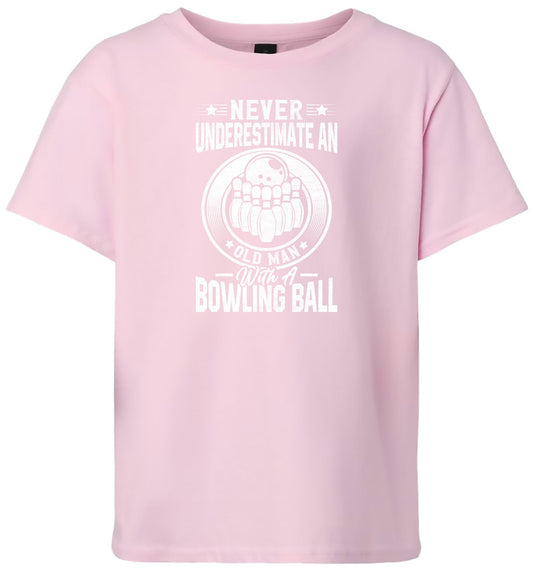 An Old Man with a Bowling Ball Children's Gildan Soft Shirt