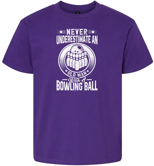 An Old Man with a Bowling Ball Children's Gildan Soft Shirt