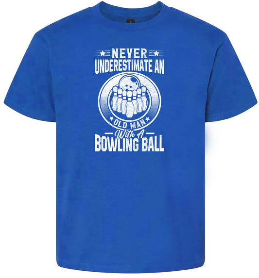 An Old Man with a Bowling Ball Children's Gildan Soft Shirt