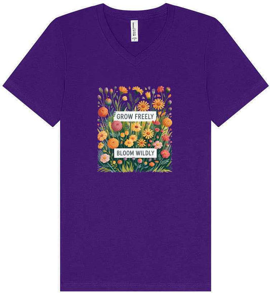 Grow Freely, Bloom Wildly Unisex V-Neck Shirt