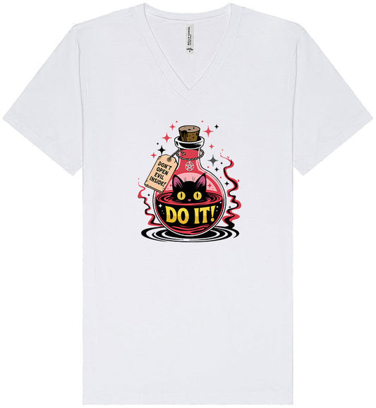 Black Cat Says Do It Unisex V-Neck Shirt