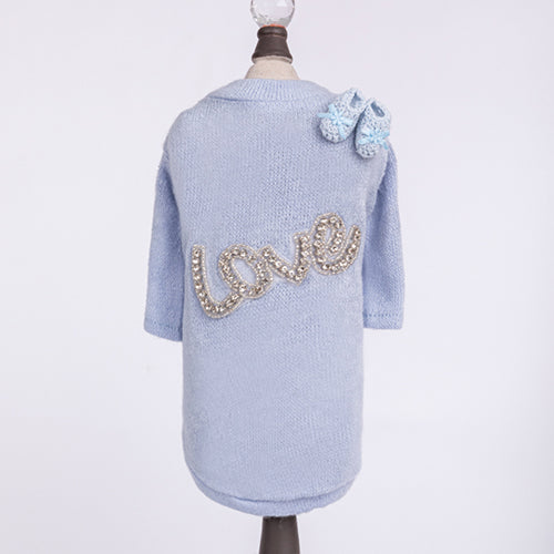 Baby Love Dog Sweater Baby Blue