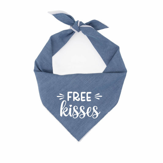 Free Kisses Bandana | Denim Bandana | Dog Bandana | Spring Bandana | Summer Bandana - Southlake Paws