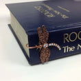 Load image into Gallery viewer, Floating Rhinestone & Crystal Dragonfly Bookmark
