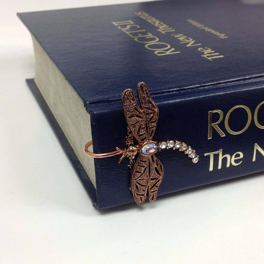 Floating Rhinestone & Crystal Dragonfly Bookmark