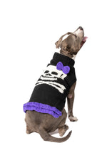 Purple Bow Black Skull Sweater