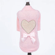 Pearl Heart Dog Sweater Baby Pink