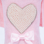 Pearl Heart Dog Sweater Baby Pink