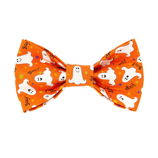 Halloween | Halloween Bow Tie | Bowtie | Ghosts on Orange Cotton - Southlake Paws