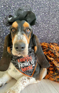 Load image into Gallery viewer, Halloween Bandana | Halloween Dog Bandana | Black Spider Web | Happy Howl-o-ween
