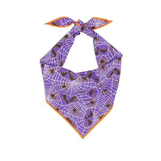 Halloween Bandana | Halloween Dog Bandana | Purple Spiders - Southlake Paws