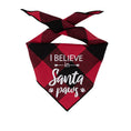 Load image into Gallery viewer, Christmas Bandana - Red Plaid Flannel Dog Bandana  - I BELIEVE IN SANTA PAWS - Southlake Paws
