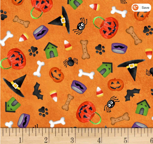 Halloween Bandana | Halloween Dog Bandana | Orange Dog Bones, House & more - Southlake Paws
