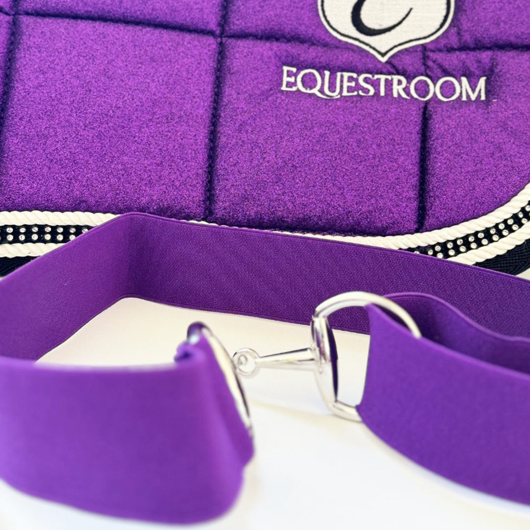 Purple Amethyst Elastic Equestrian Belt by Southlake Paws, featuring a sleek design and sturdy metal clasp.