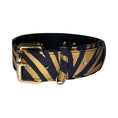 Load image into Gallery viewer, Black & Gold Zebra Print Italian Leather Classic Collar
