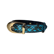 XS/S 7-14 Turquoise & Black Custom Snake Collar/Custom Gold Italian Hardware