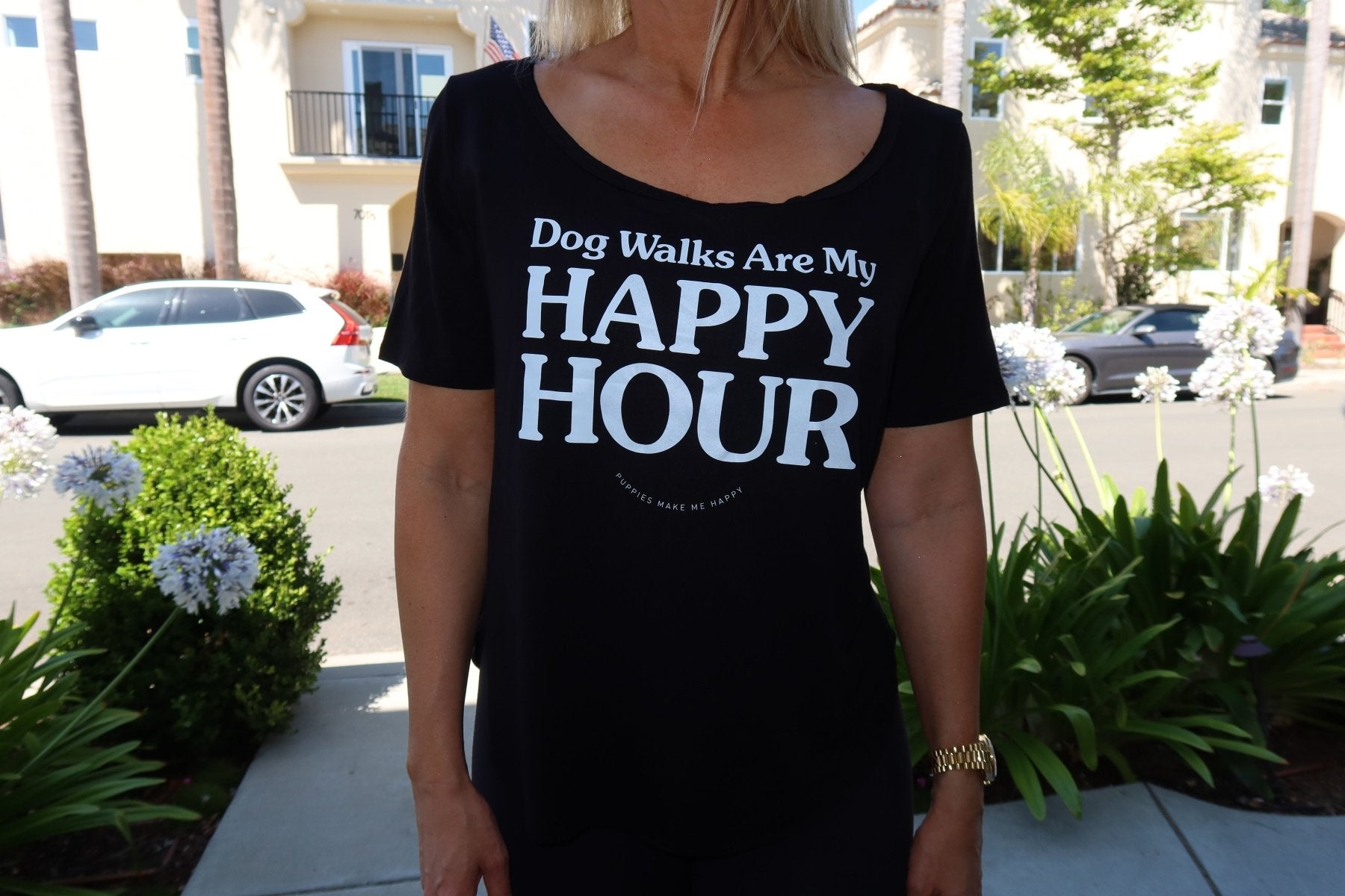 Dog Walks are my Happy Hour | Women's Scoop Neck Weekend Tee