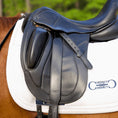 Load image into Gallery viewer, Stable Ride Stirrup Leathers by Southlake Paws, featuring sleek black leather attached to a saddle.
