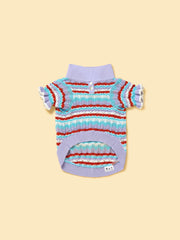 Pet & Me Spring Summer Lavender Ruffle Crochet Short Sleeve Polo Shirt 