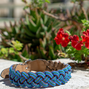 Blue Braided Sambboho dog collar