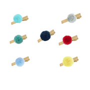 Poof Pom Dog Hair Barrettes- Solid Gold 