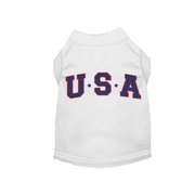 Star-Spangled Pup Tee – White USA Dog Shirt