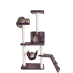 GleePet GP78570923  57-Inch Cat Tree In Coffee Brown With Four Levels Ramp Hammock And Condo