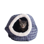Armarkat Cuddle Cave Cat Bed C44 For Cats & Puppy Dogs  Blue Checkered
