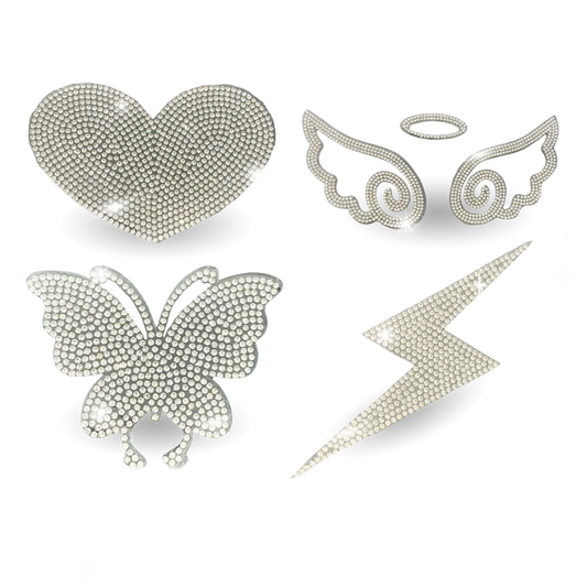 Bling Sticker Pack by Southlake Paws featuring rhinestone designs: heart, butterfly, wings, halo, and lightning bolt.