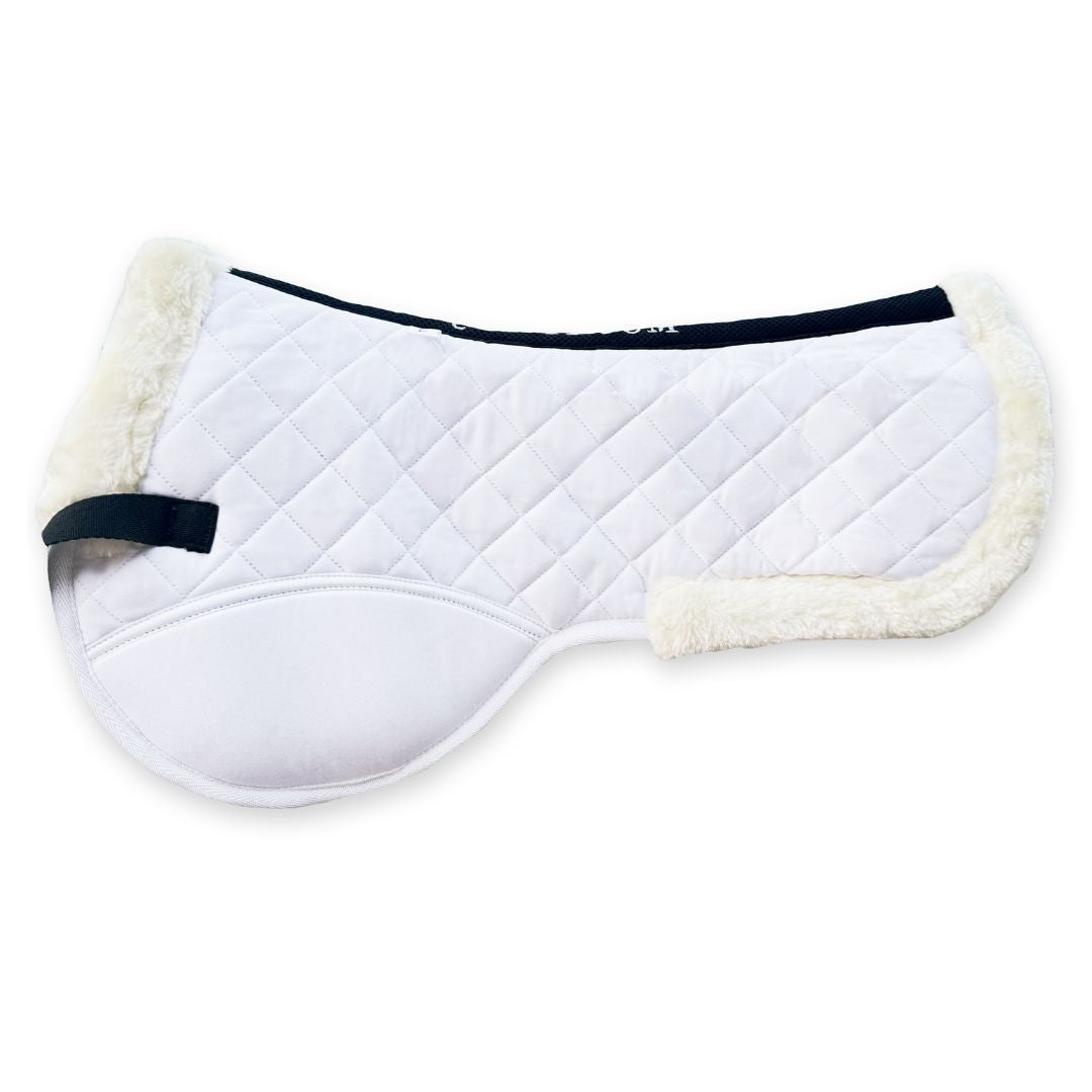 Southlake Paws Comfort Half Pad features a quilted white design with soft fleece trim for added comfort and support.