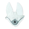 Load image into Gallery viewer, Royal Silver Fly Hat by Southlake Paws featuring a white crocheted design with silver trim and decorative ears.
