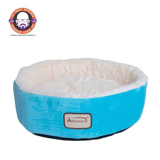 Armarkat Plush Cat Bed C12HTL/MB - 15-Inch - Sky/Blue