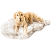 PupRug Faux Fur Orthopedic Dog Bed - Curve White with Brown Accents