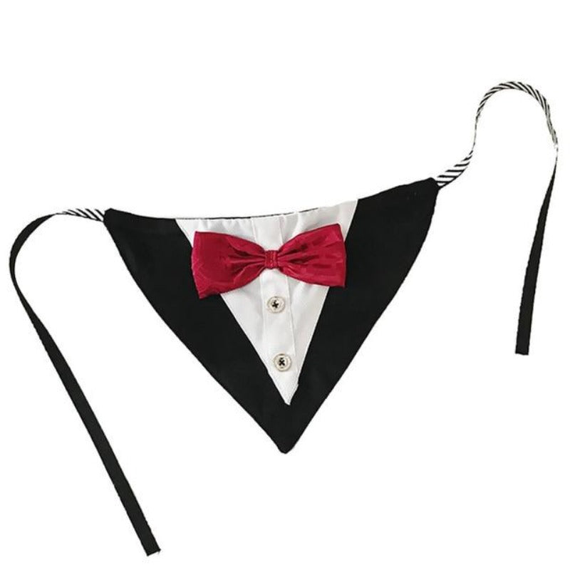 2-Button Tuxedo & Bow Tie Dog Bandana