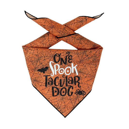 Halloween Bandana | Halloween Dog Bandana, Orange Spider Web | One Spooktacular Dog - Southlake Paws
