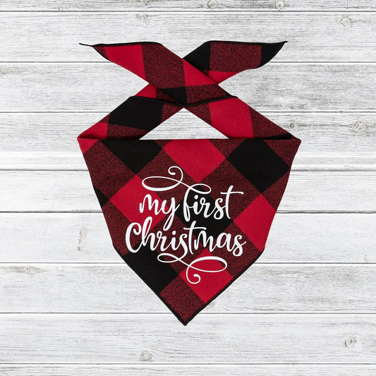 Christmas Dog Bandana - Luxe High Quality Red Plaid Flannel is Reversible - Southlake Paws